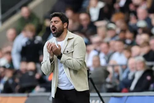 Vitor Matos, the head coach of Swansea City, reacts in frustration. Pic: Alamy